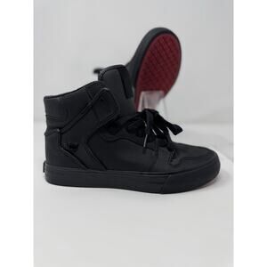 Supra Men's Vaider Skate shoe High Top west coast black with red sole 5.5